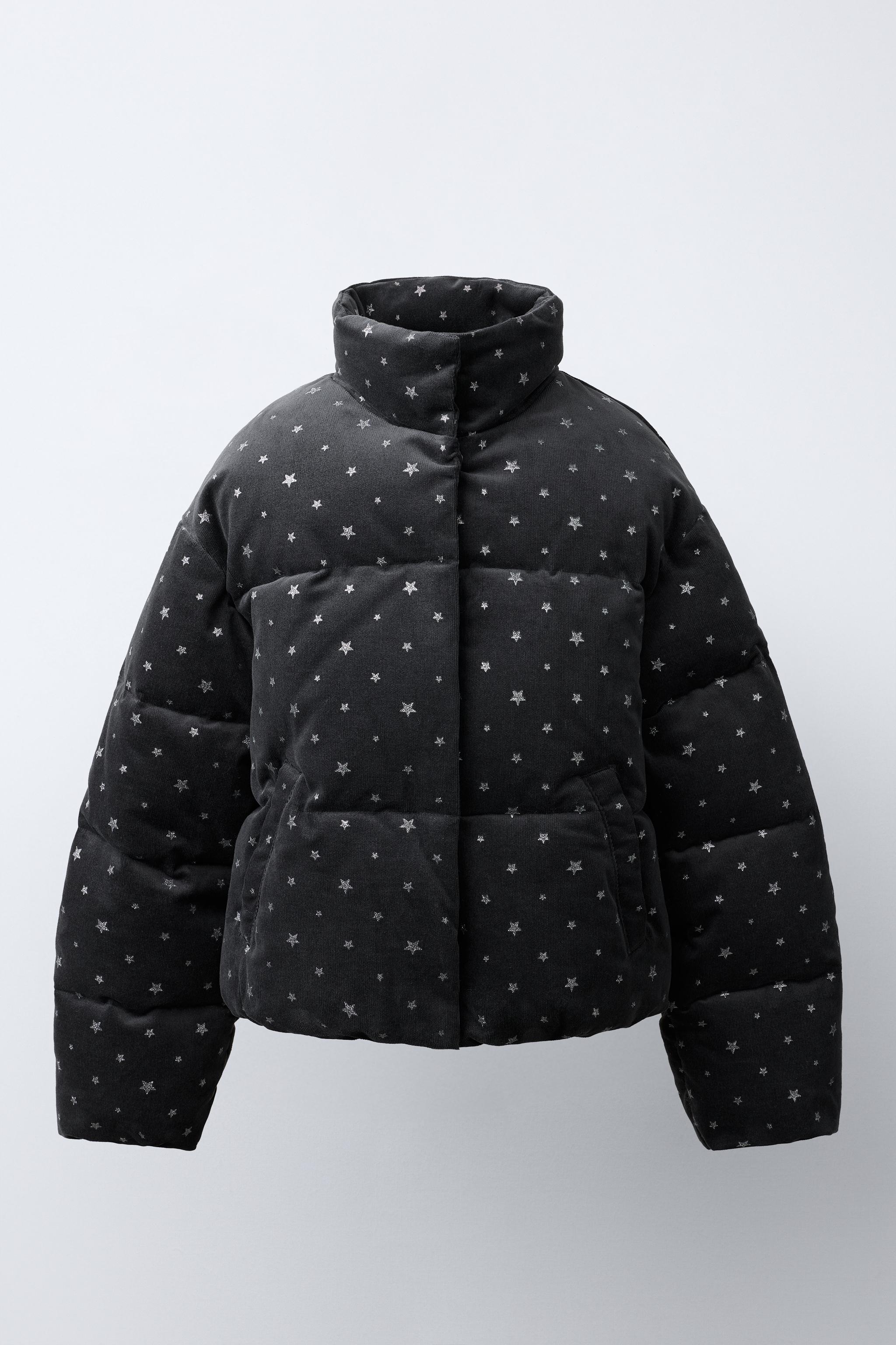 【新品】Ameri VINTAGE STUDS PADDED JACKET PADDED MICRO-CORDUROY STAR JACKET - Anthracite grey | ZARA United