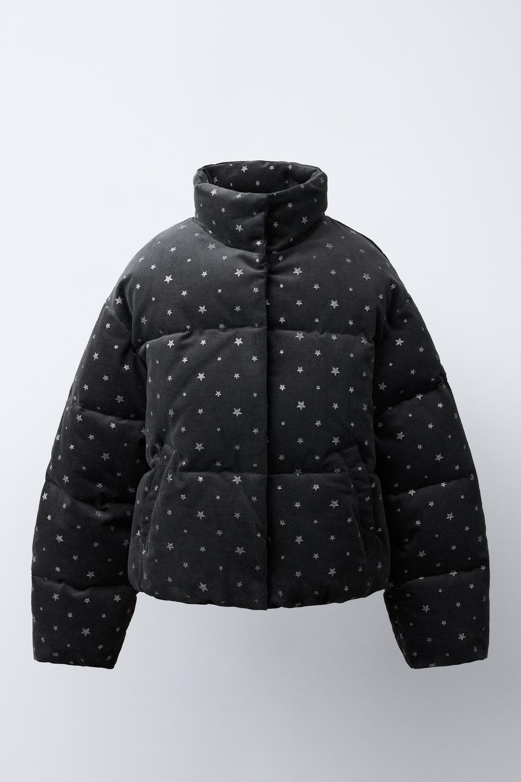 STAR PRINT MICRO-CORDUROY PUFFER JACKET