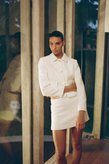 SHORT BOUCLÉ JACKET - Ecru by Zara - Image 1