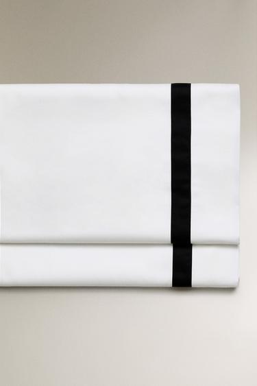 BORDERED SATEEN FLAT SHEET - Black by Zara