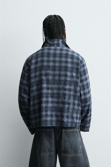 CHEMISE À CARREAUX ZIPPÉE - Bleu de Zara - Image 2