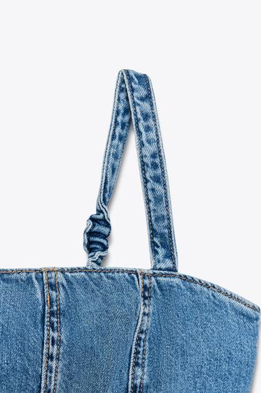 TOP Z1975 EN JEAN À BRETELLES - Bleu moyen de Zara - Image 3