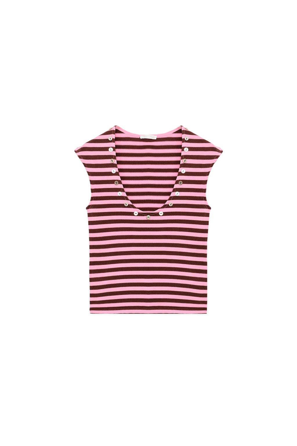 STRIPED BUTTON TOP - image 3