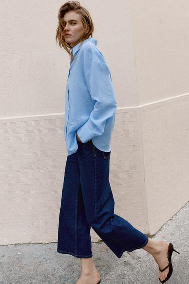 CHEMISE OVERSIZE À RAYURES - bleu/noir de Zara - Image 5