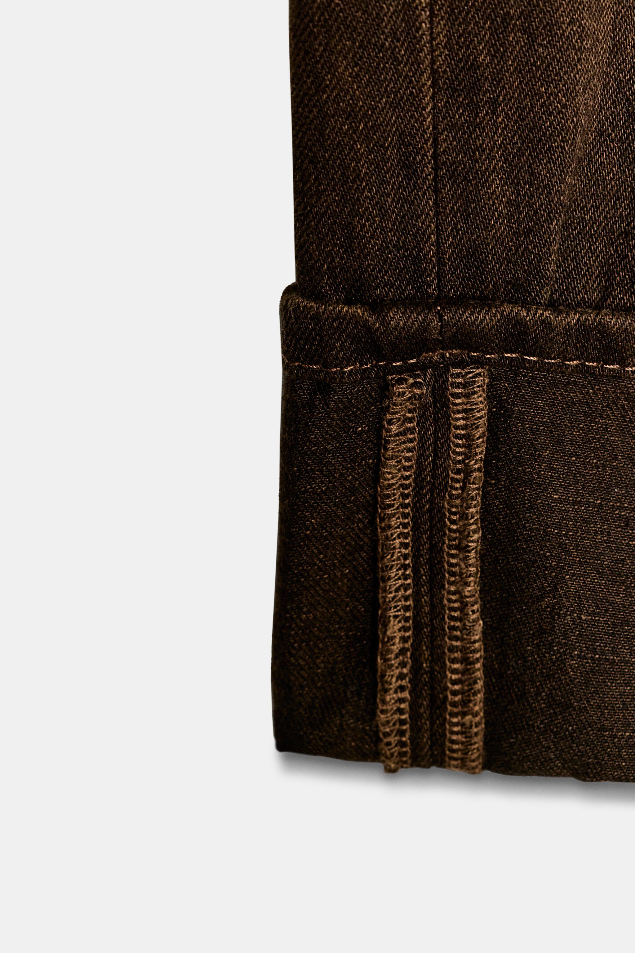 Женские джинсы Zara TRF FOLDED LOW-RISE JEANS — фото 10