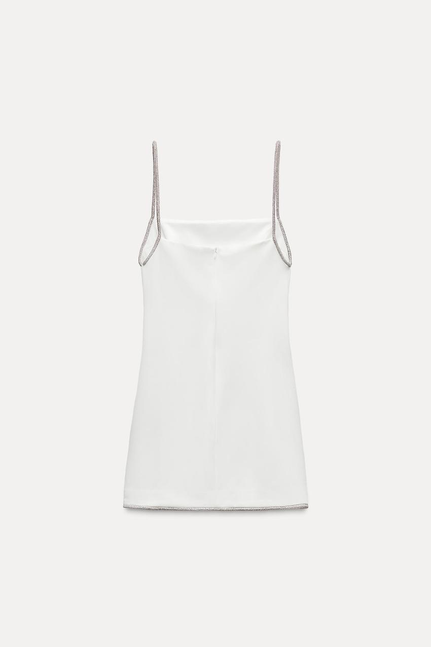 ラインストーン ショートワンピース - ホワイト | ZARA Japan / 日本