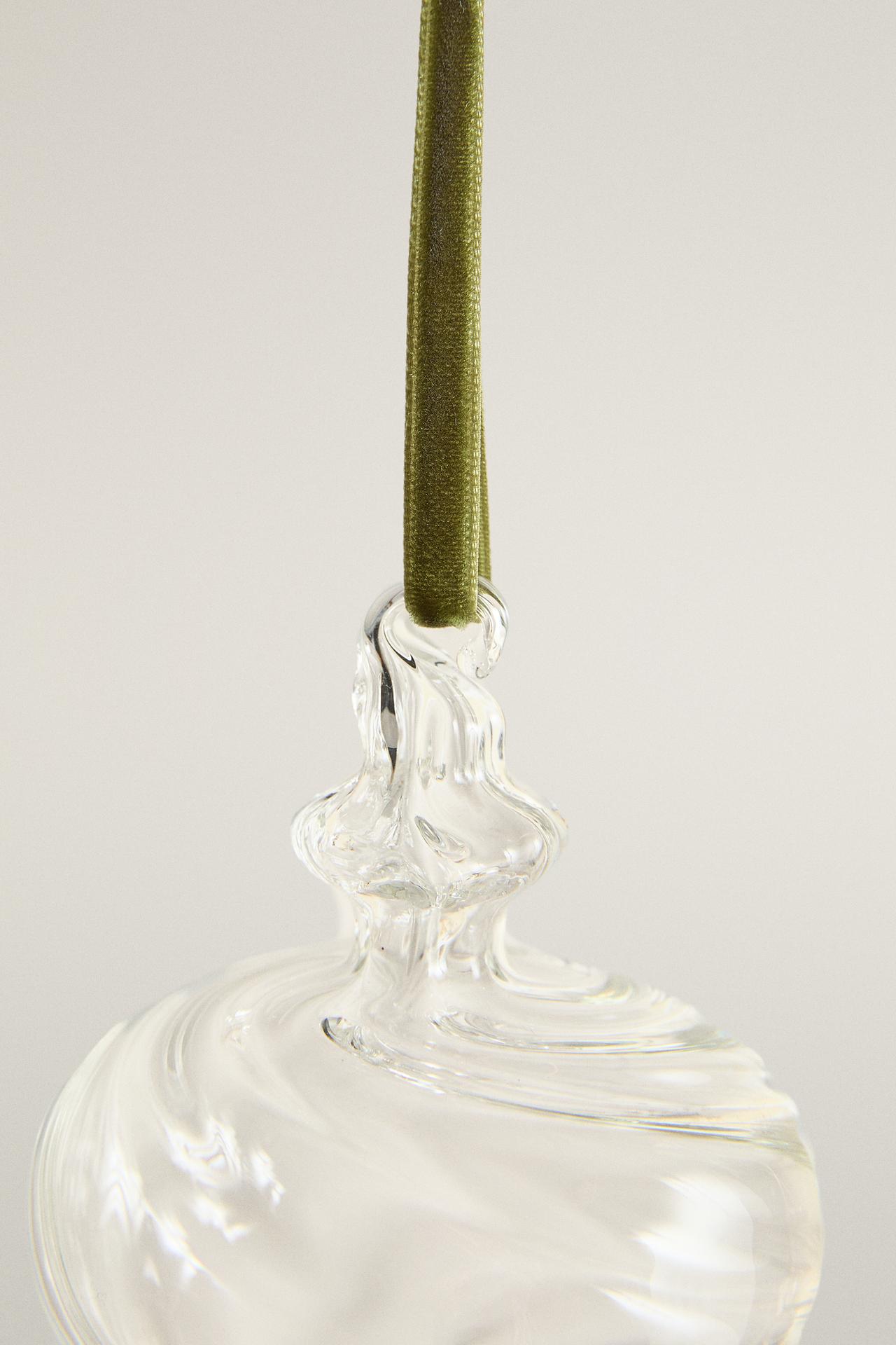 GLASS SPINNING TOP CHRISTMAS TREE DECORATION — Transparent