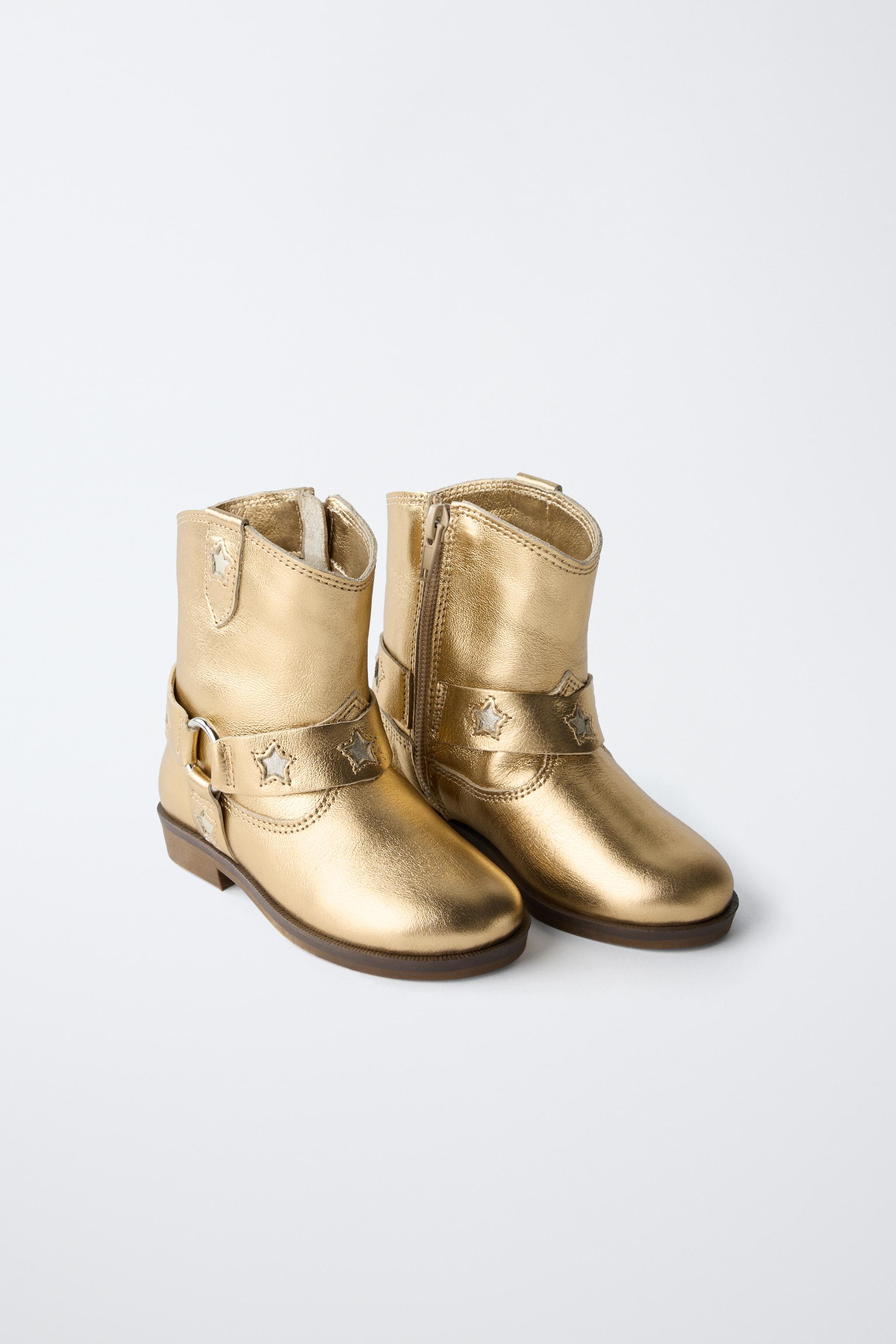 METALLIC LEATHER BOOTS - Gold | ZARA United States METALLIC LEATHER BOOTS - Gold | ZARA United States