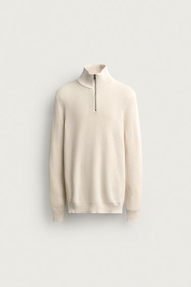 JERSEY PUNTO PERLADO CUELLO CREMALLERA - Crudo medio de Zara