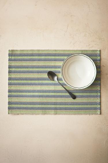 STRIPED COTTON PLACEMAT (PACK OF 2) - Greenish by Zara