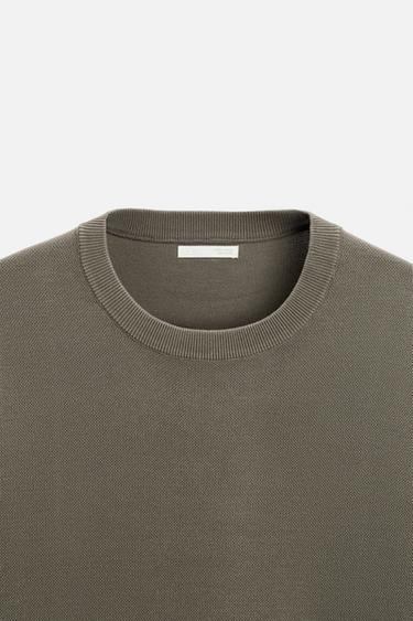 PULL STRUCTURÉ EN MÉLANGE DE COTON - Marron clair de Zara - Image 7