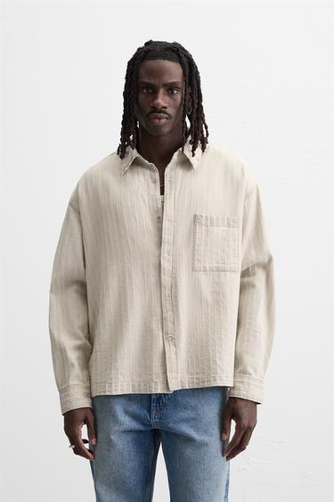 CAMISA DENIM RAYAS - Tostado de Zara