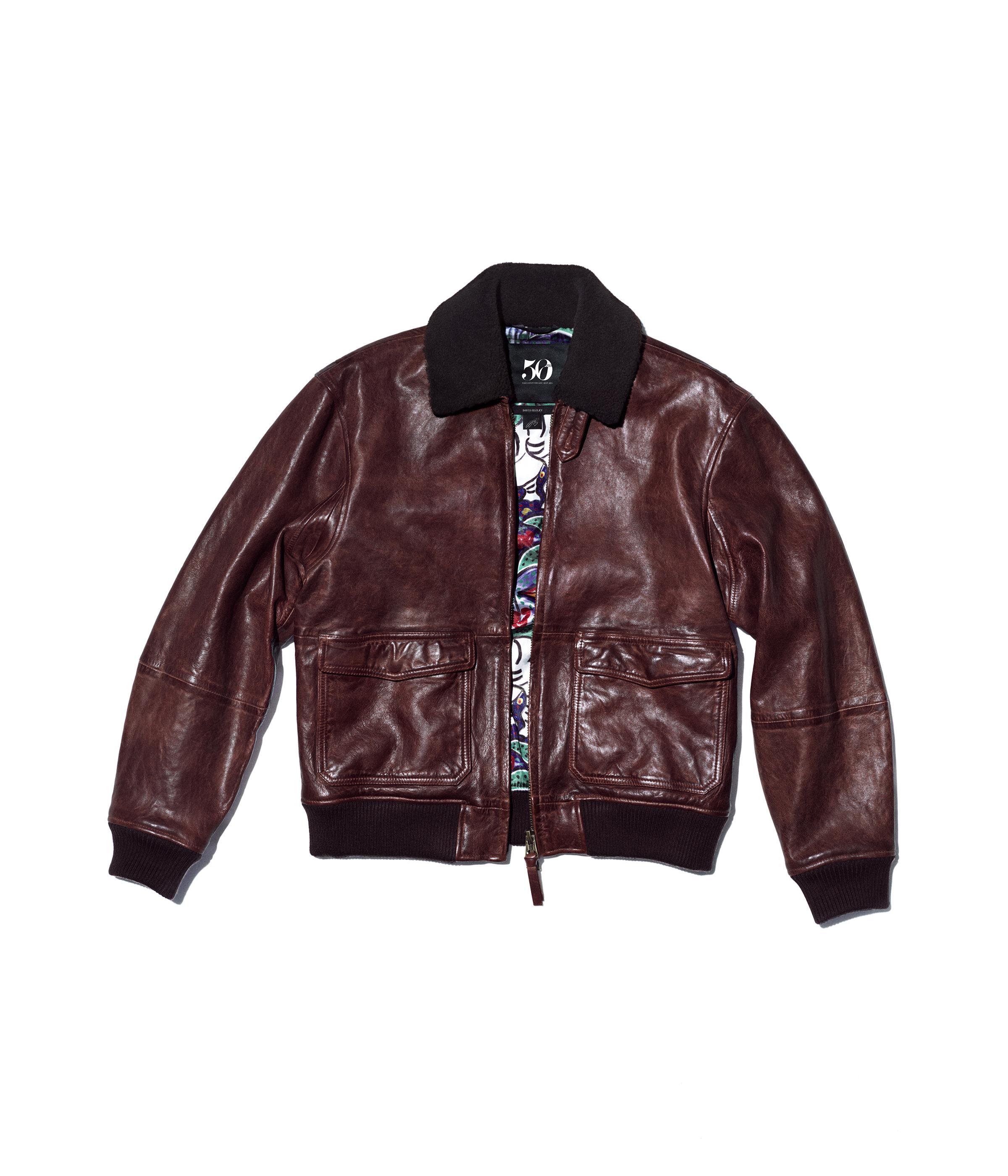 DAVID BAILEY LEATHER AVIATOR JACKET