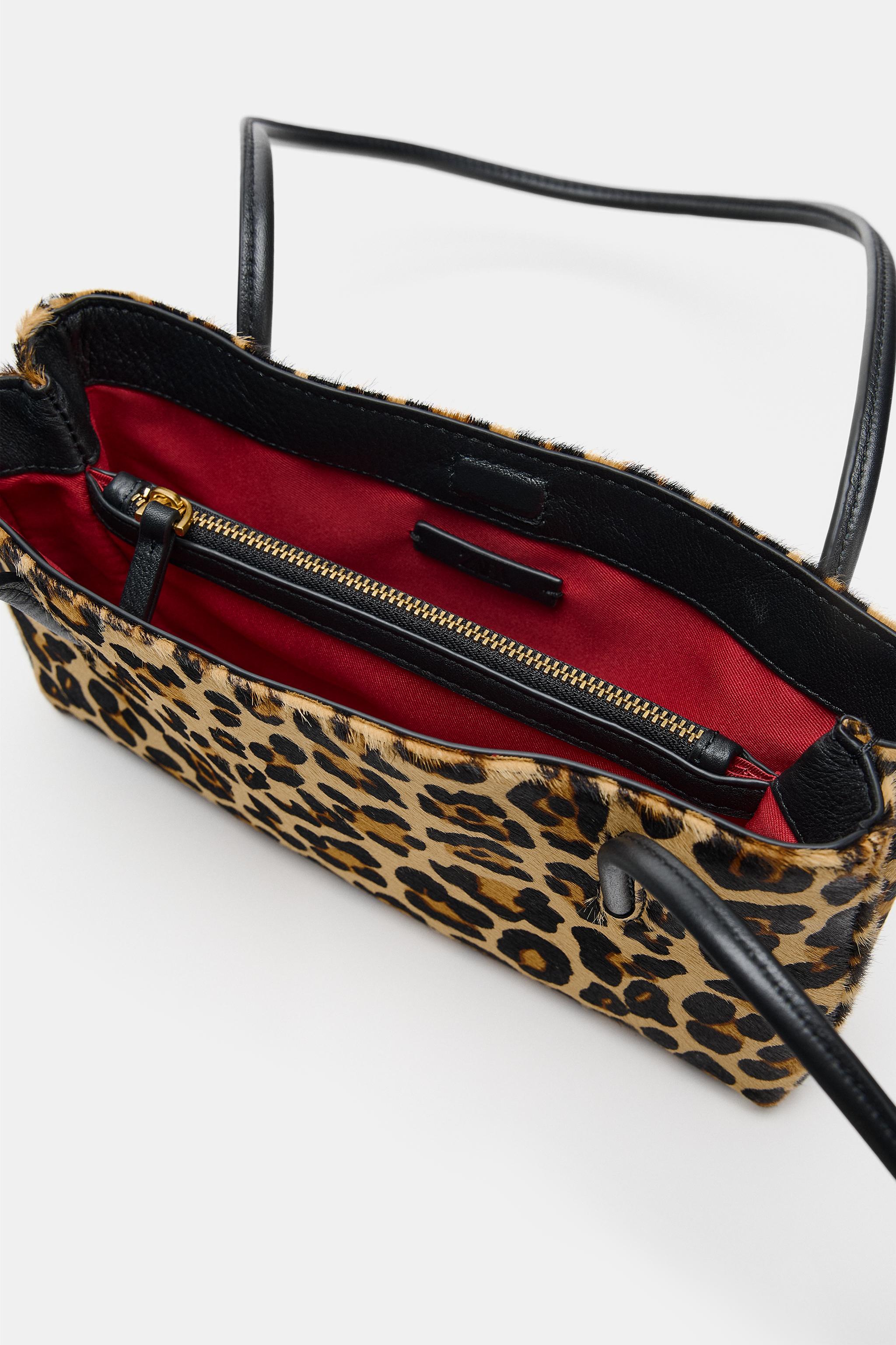 ANIMAL PRINT LEATHER SHOULDER BAG - Leopard | ZARA United States