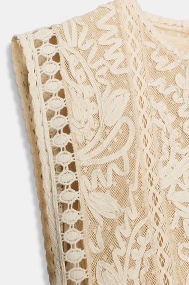 ROBE BIMATIÈRE SURCAPE DÉTACHABLE ZW COLLECTION - Écru de Zara - Image 10