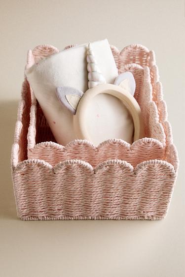 Zara SMALL SCALLOPED BASKET - Pink