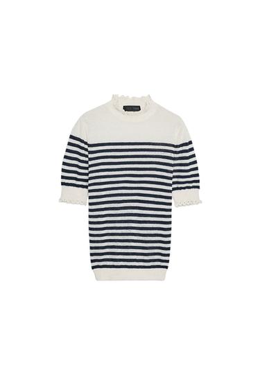 SHORT SLEEVE STRIPED KNIT JUMPER