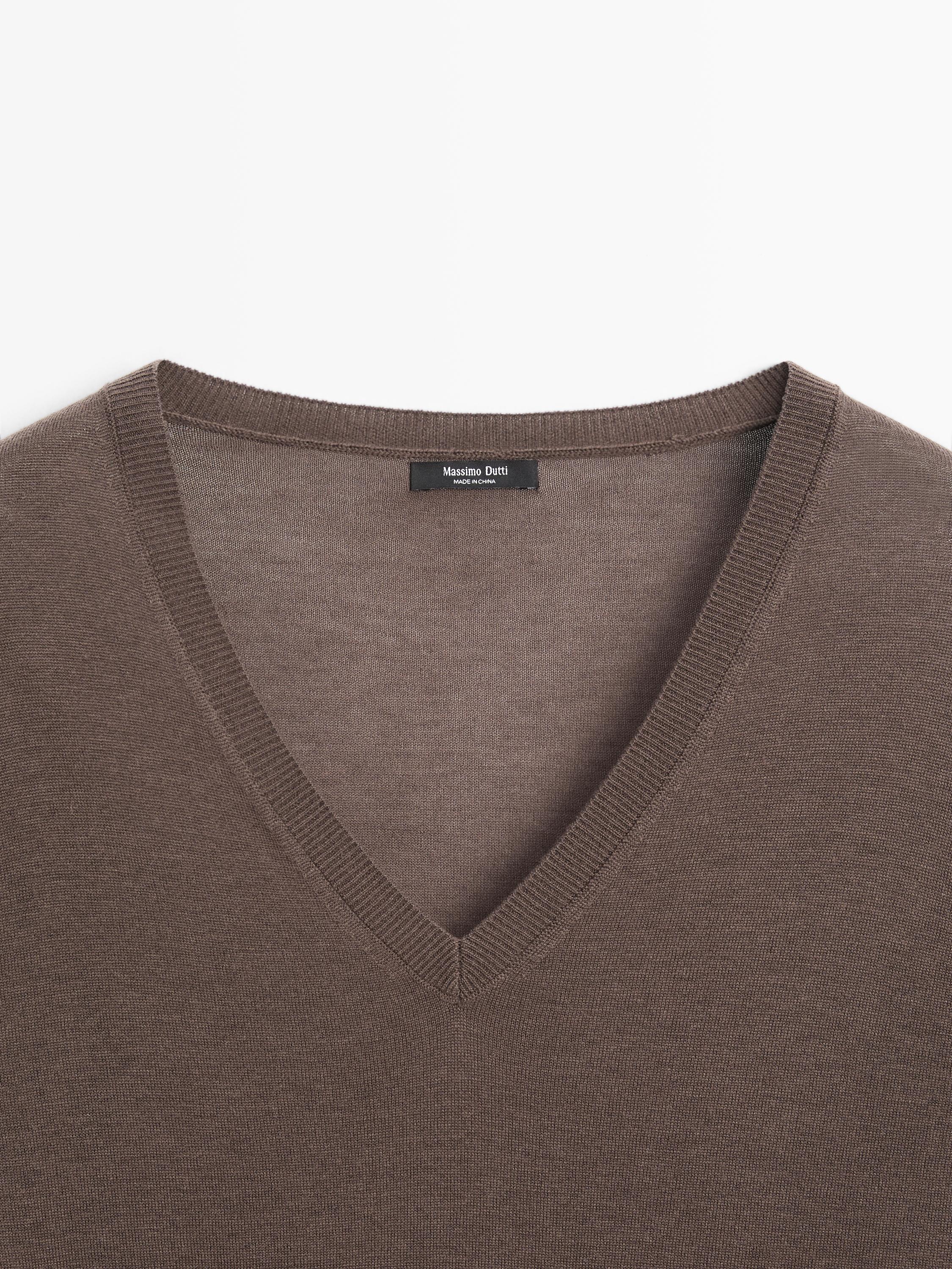 Silk and wool blend knit sweater