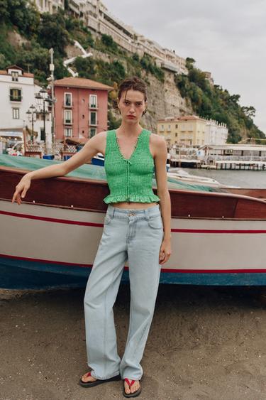 Z1975 WIDE WAIST HIGH-WAIST STRAIGHT JEANS - Light blue by Zara