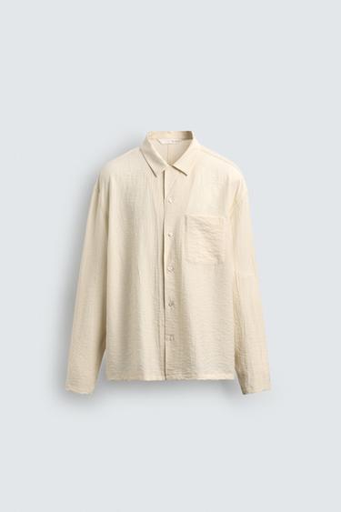 CREASED-EFFECT FLOWING SHIRT - Ecru by Zara - Image 6