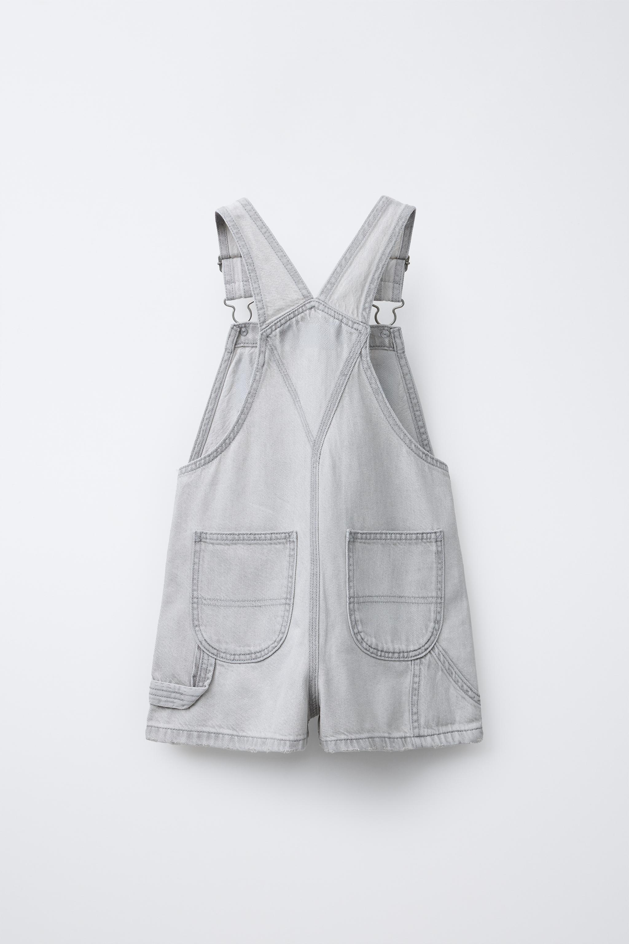 DENIM OVERALL SHORTS - Pearl gray | ZARA United States