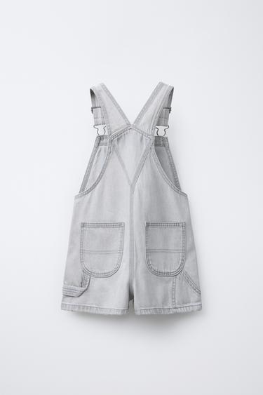 SALOPETTE SHORT EN DENIM - Gris perle de Zara - Image 1