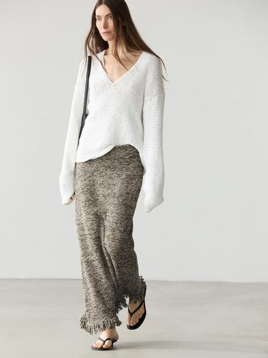 Zara Total look knit skirt with fringing - Black