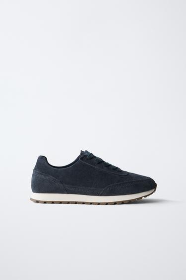 SNEAKERS I SKIND - Marineblå fra Zara