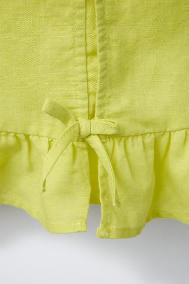 LINEN COTTON TIE TOP - Lime by Zara - Image 3
