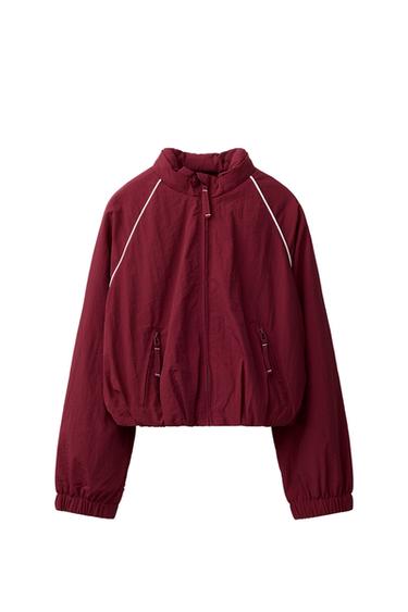 ŠPORTNA JAKNA Z VIDNIMI ŠIVI V KONTRASTU - Bordo rdeča od Zare