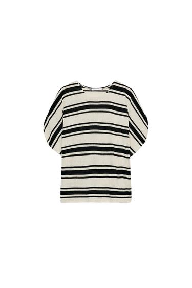 RUSTIC CAPE SLEEVE TOP - Ecru / Black by Zara