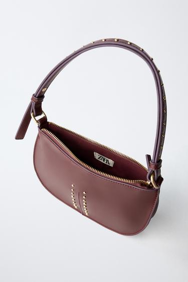 STUDDED SHOULDER BAG - Burgundy Red by Zara - Image 3
