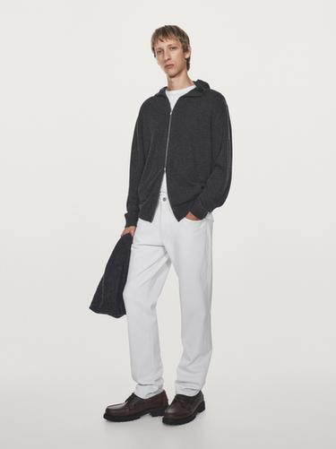 Zara Zip-up knit cardigan with hood - Anthracite Gray