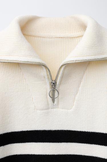 STRIPED KNIT SWEATER WITH ZIP - striped by Zara - Image 2