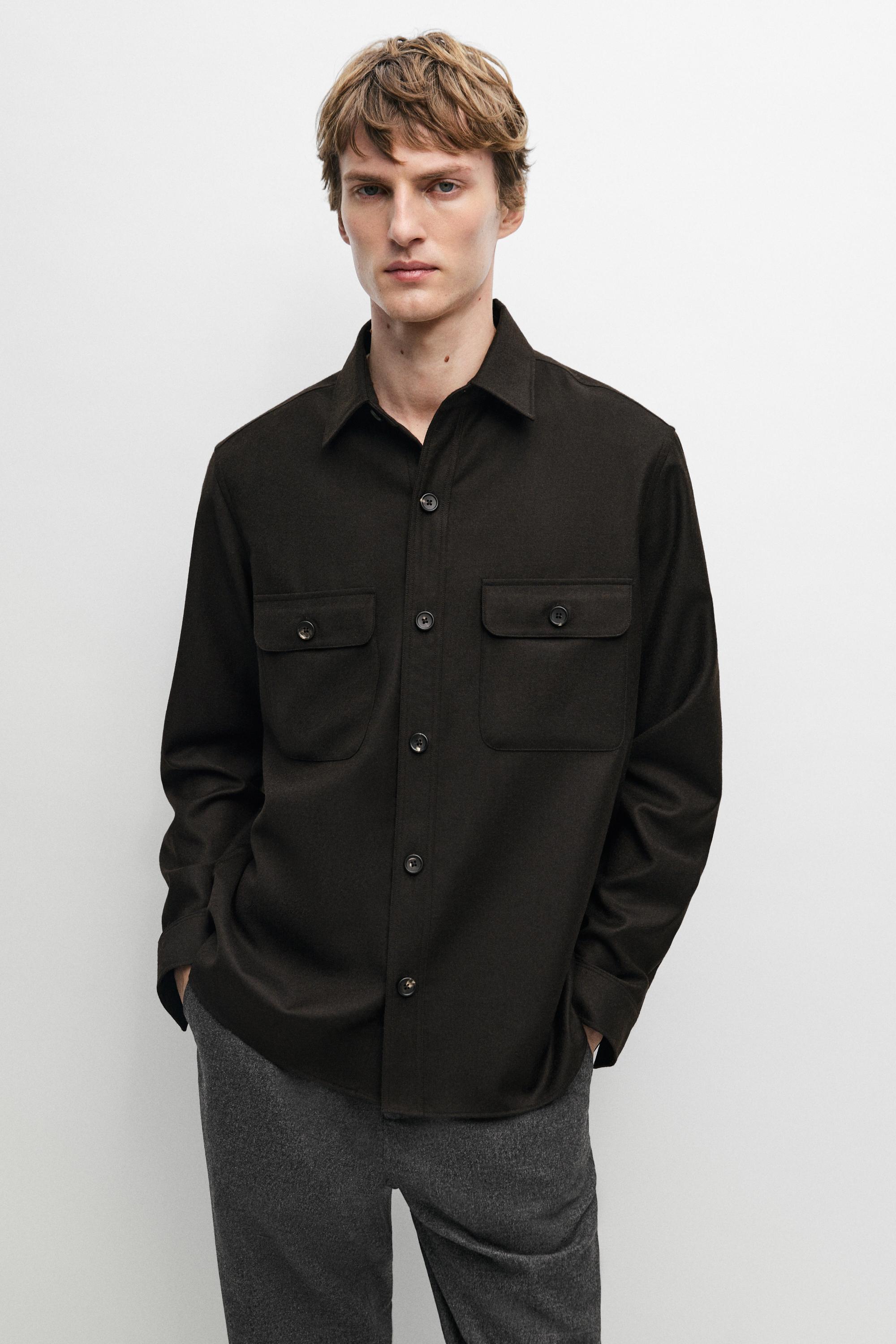 100% wool overshirt with pockets