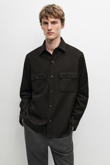 100% wool overshirt with pockets — Brown 2
