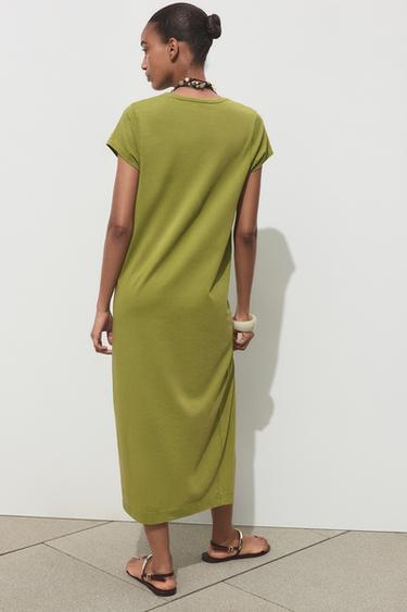 WASHED MIDI DRESS - Moss green by Zara - Image 3