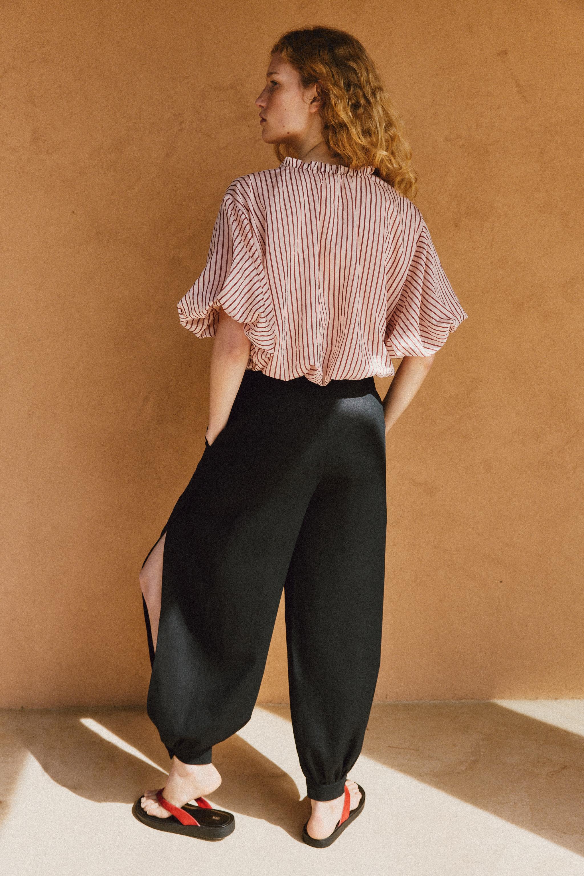 SLIT LINEN PANTS