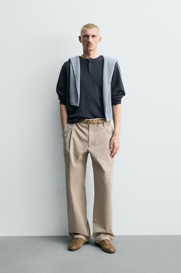 JERSEY CUELLO PANADERO LINO - LANA - Índigo oscuro de Zara - Imagen 0