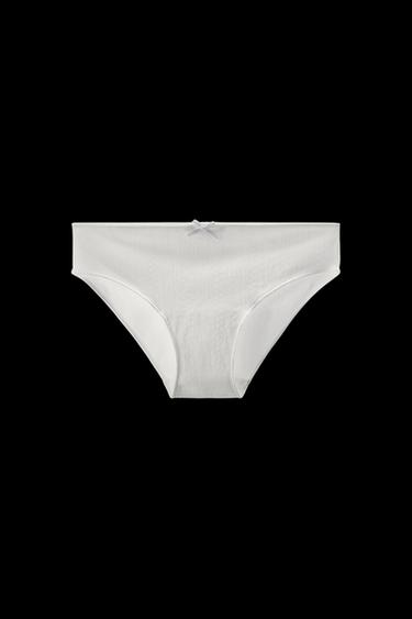 POINTELLE BRIEFS WITH SATIN BOW - White by Zara - Image 0
