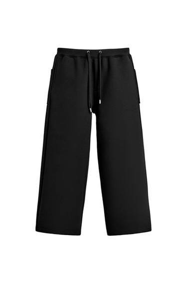 CALÇA EFEITO NEOPRENE PERNA LARGA - Preto da Zara