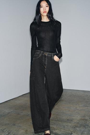 ZW COLLECTION BARREL JEANS MED MEDIUM TALJE - Sort fra Zara