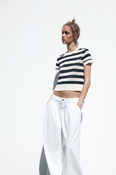 STRIPED KNIT SHORT SLEEVE JUMPER - striped by Zara