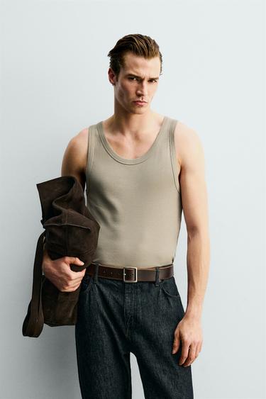 CAMISETA TANK RIB - Khaki de Zara