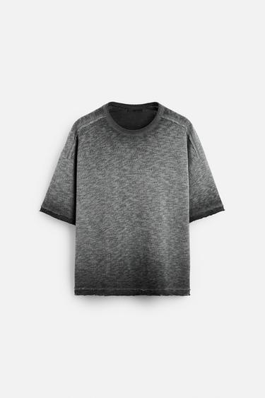 T-SHIRT DÉLAVÉ EN MAILLE - Gris anthracite de Zara - Image 5