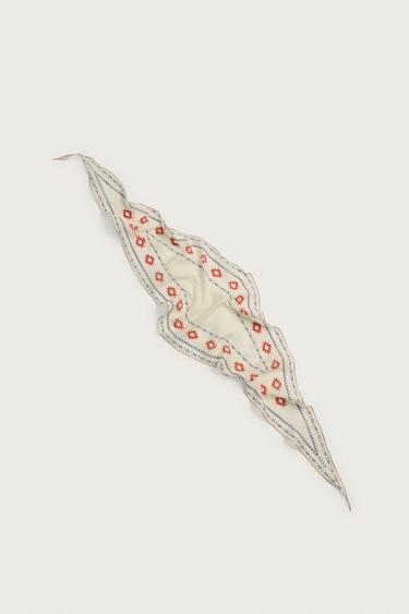 Zara DUGA BANDANA S GEOMETRIJSKIM UZORKOM – Ekru