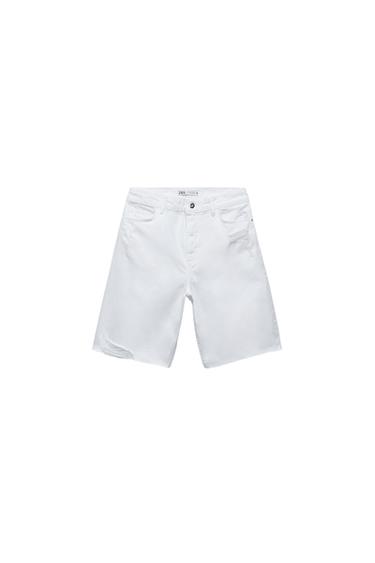 RIPPED DENIM BERMUDA SHORTS