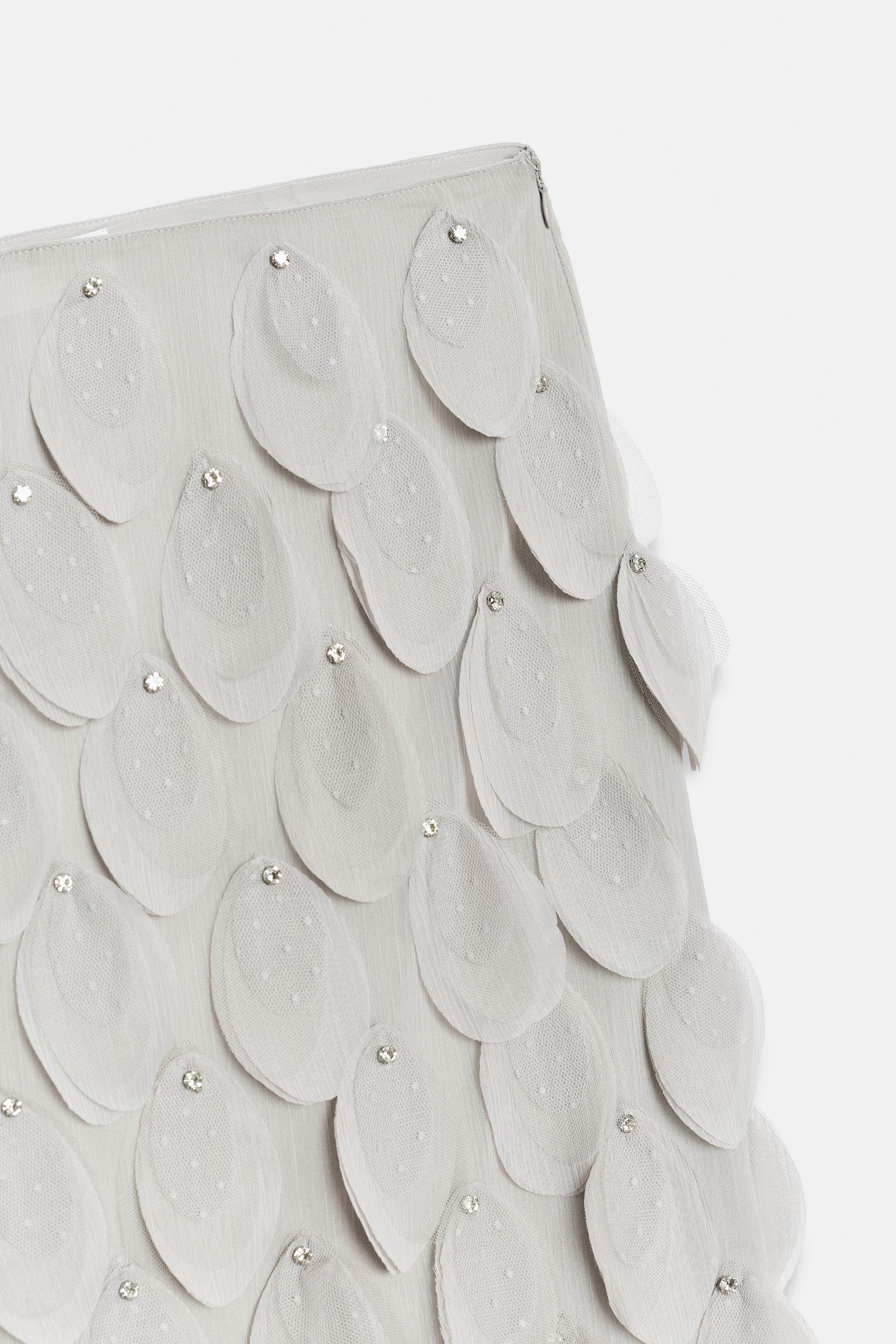 Женские юбки Zara ZW COLLECTION BEADED MIDI SKIRT — фото 9