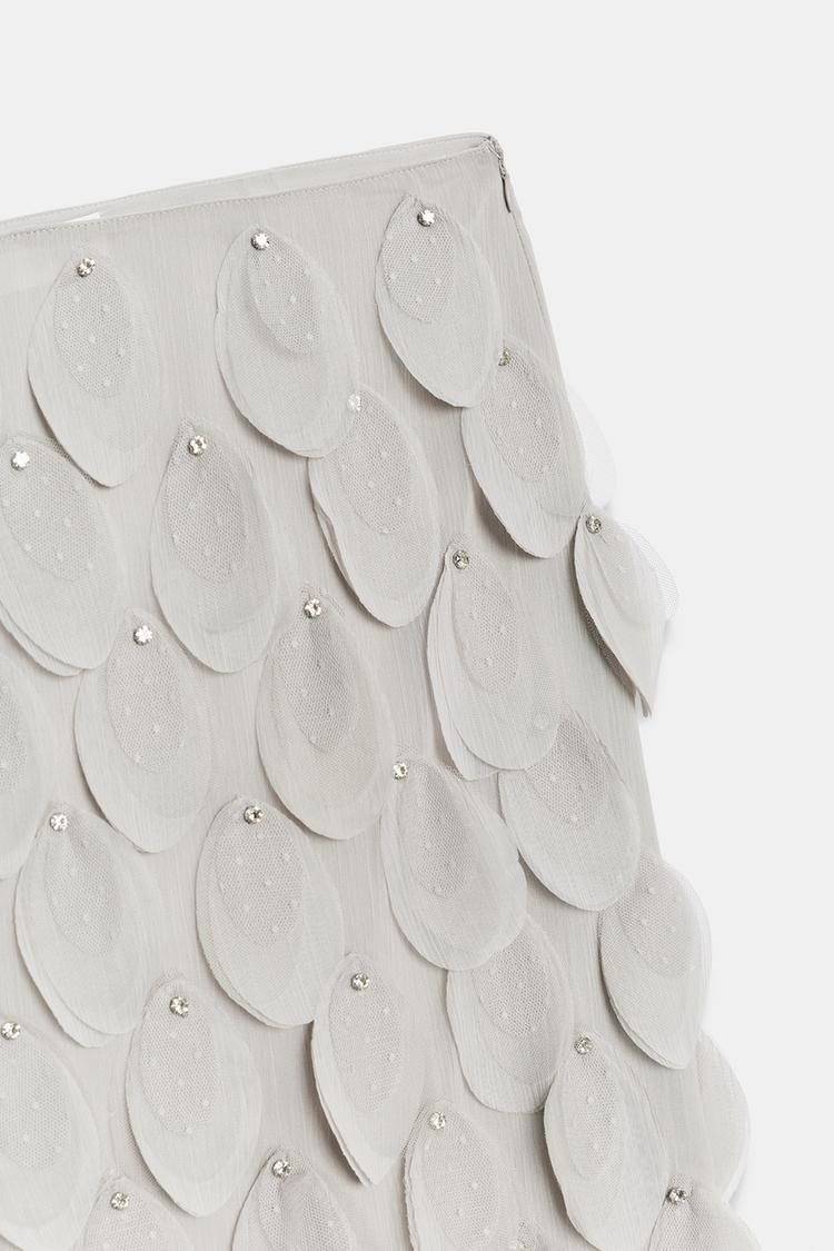 FALDA MIDI CON ABALORIOS ZW COLLECTION 7