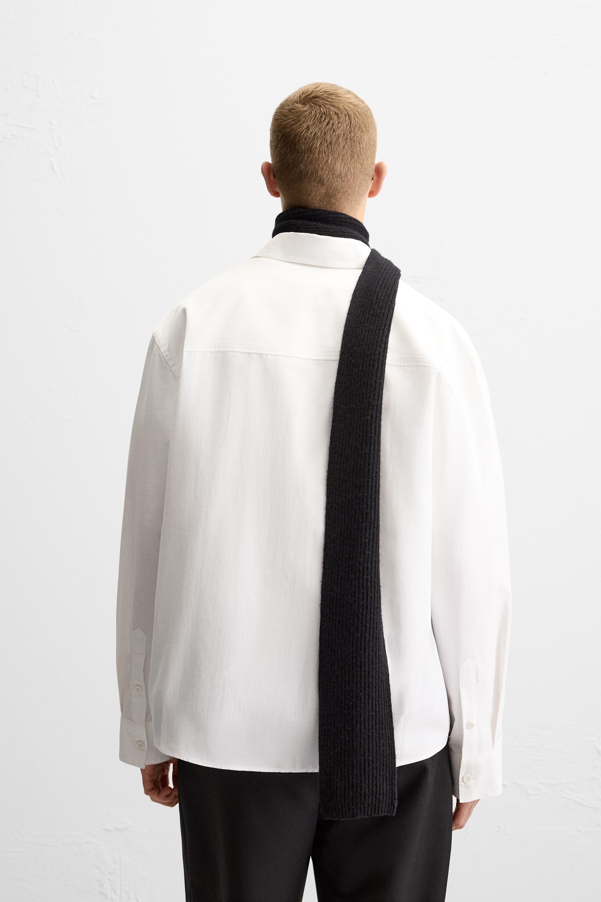 ◇シャツ◇【boohoo】ストライプポケットディテールシャツ / 2色 セール】ポケット付き ショート丈 ストライプシャツ（シャツ